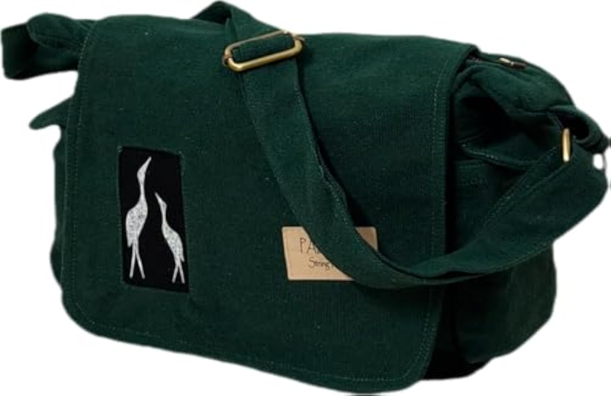Cotton Canvas Medium Sling Bag, Crane Design