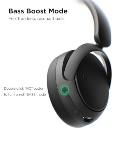 Image of TALIX H30 Hybrid Active Noise Cancelling Headphones, 110H Playtime Hi-Res Audio Bluetooth 6.0 Wireless Over Ear ANC Headphones for Commute /Travel (Black)