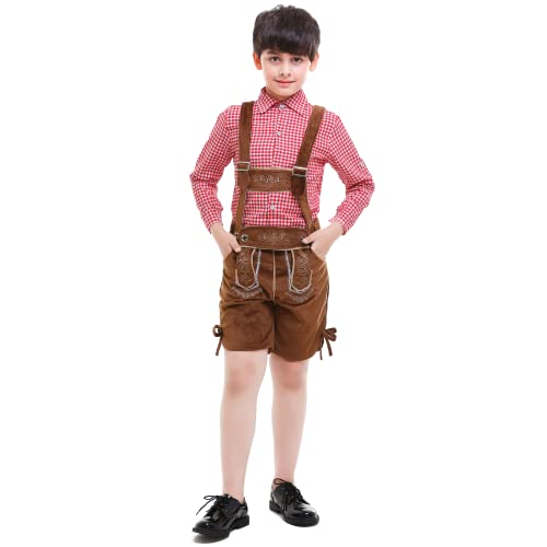 Cosharo German Costume Boy Oktoberfest Outfit Kids German Bavarian Dirndl Beer Costume German Lederhosen For Kids #TOP3