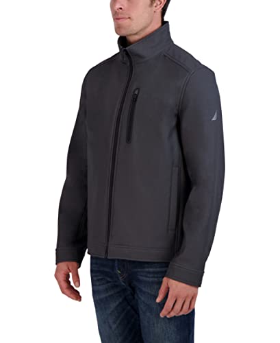 Nautica Men's Windbreaker Softshell Jacket, Water and Wind Resistant, Heather Grey, Medium