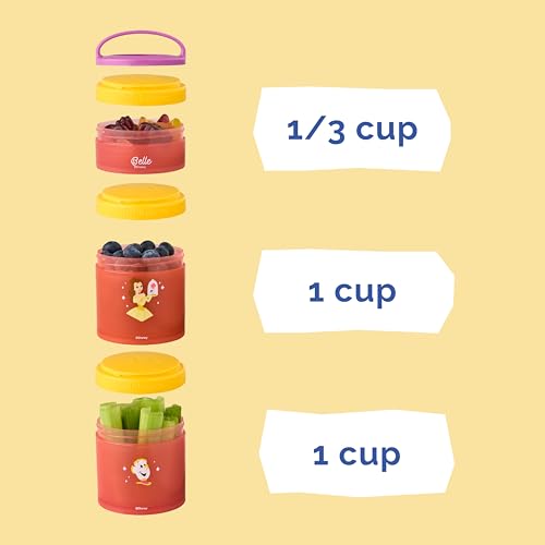 Image of Whiskware Disney Princess Beauty and the Beast, Kids, Durable Food Storage Containers for Car, and Airplane Travel, Dishwasher Safe, Belle and Chip