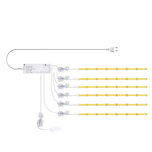 24V COB LED �X�g���b�v�A�}���`�v���O & �^�b�`������t���A�L���r�l�b�g�L�b�`���Ɩ��p�S���e�[�v�A1-6 ��(Neutral White,6X COB STRIP LIGHT_3M_UK POWER PLUG)