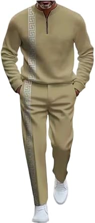 Mens 2 Piece Tracksuit Set, Matching Jacket and Jogger Pants Outfit for Gym, Jogging, Travel, Casual Streetwear