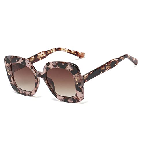 Lunettes de soleil carrées vintage pour vos terrasses d'été et sorties mode en rose léopard