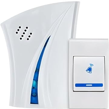 Retoo Campanello senza fili con portata 180 m e 32 melodie, campanello con livelli di volume 110 dB, campanello per porta di casa con ricevitore plug-in per appartamenti, giardino, campanello, bianco