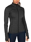GYM RAINBOW Workout Jackets for Women, Full Zip Slim Fit Lightweight Athletic Running Sports Track Jacket with Pockets(2-Black Blend,Small)