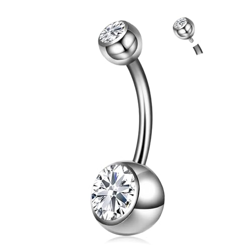 XUU Titanium Double CZ Belly Button Ring