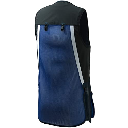 Beretta Men\'s Uniform Pro 20.20 Breathable Slim Fit Microsuede Patch Front Zip Competition Clay Shooting Mesh Vest with Pockets, Blue Total Eclipse & Blue Royal, L