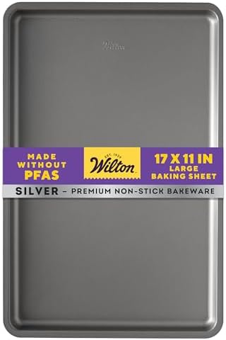 Wilton Silver Non Stick Large Baking Sheet, Cookie and Roasting Pan for Sheet Pan Meals, Made without PFAS, Even Heating, 17.25 x 11.5 Inch - Thumbnail 2