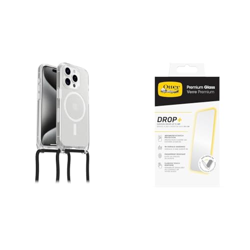 OtterBox React Necklace MagSafe iPhone 15 Pro Stardust transparent case anti-choc avec vitre verre