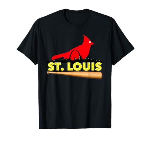 Saint Louis Red Cardinal Tshirt Eye Bird Ball and Skyline T-Shirt