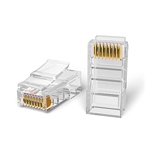 Mr Tronic Cat6 złącza RJ45 | 100 złącze Rj45 – łatwa do zaciskania wtyczka modułowa do kabla internetowego, kabel szerokopasmowy | 8P8C Rj45 wtyczka Ethernet (100 sztuk, CAT6 UTP)