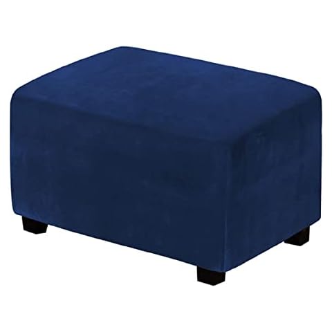 XGANGM Velvet Ottoman Covers Rectangle XL Large Stretch Ottoman Slipcover Extra Large/Small/Medium Footstool Slipcover Pouffe Cover Furniture Protector for Sofa Storage,Royal blue,S Cover