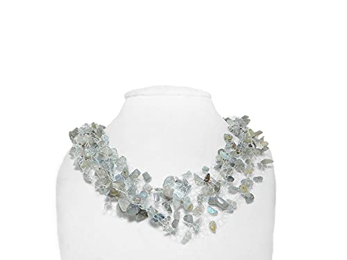 Handmade Multistrand Floating Chip Necklace Labradorite Multi-Strand Gemstone Choker Gem Choker Formal Jewelry Gift #TOP5
