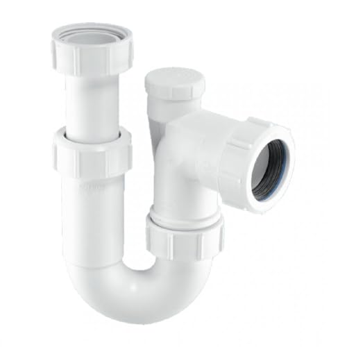 McAlpine ASA10V 1.25-Inch Adjustable Inlet Tubular Swivel Anti-Syphon 'P' Trap - White
