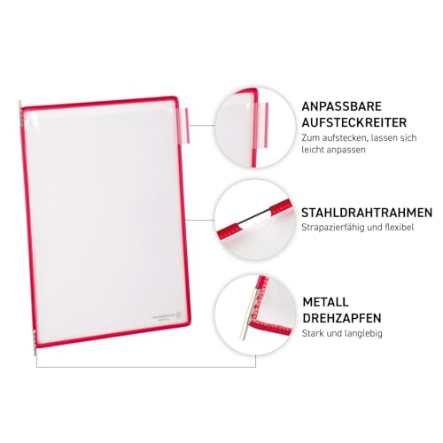 Tarifold 414107 - Tarifold Wandsichttafel für Dokumente aus Metall, Drehzapfensichttafeln, Dokumentenpräsentation, 10 A4-Taschen Schwarz