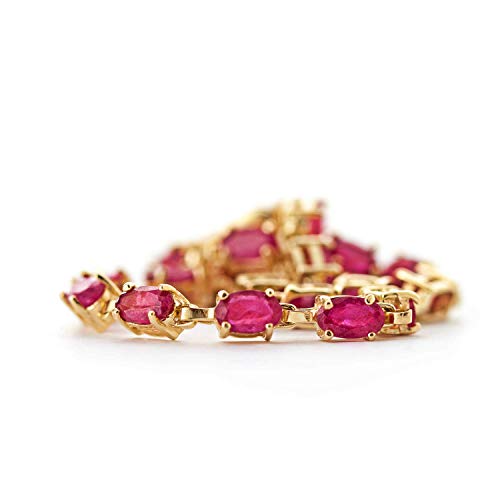 Galaxy Gold Gg 14K Solid Yellow Gold Tennis Bracelet 8 Ct (Ctw) Red Ruby -3556Y (6.5) #TOP1