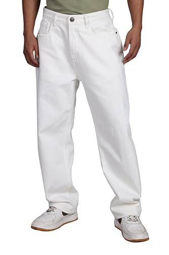 Image of INKD Men's Classic Relaxed Jeans - Mid-Rise | 100% Cotton | 5 Pocket Styling | Baggy Jeans for Man | Men's Bottomwear (Available in Plus Sizes)