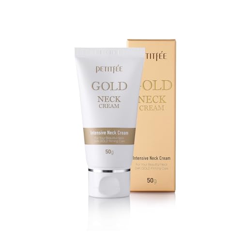 Petitfee Gold Neck Cream 1.76 oz. (50g) - Intensive Neck Care with 24k Gold, Adenosine, Peptides, Squalane, Firming Skin, Reduces Fine Lines, Neck & Decollete Massage Cream