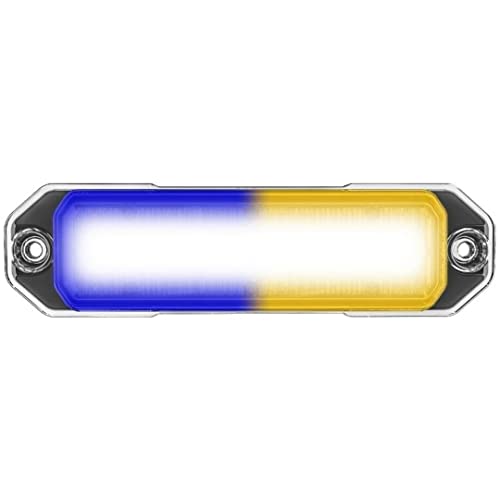 SpeedTech Lights Z-6 TIR 18W LED Strobe Light for Police Cars, Construction Trucks, Service Vehicles, Plows, Emergency Vehicles. Surface Mount Grille Flashing Hazard Beacon Light - Blue/Amber