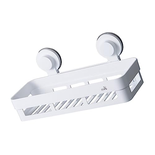 CATIEBYE Wall Mounted Plastic Storage Rack for Bathroom Multi Use Wall Organizer White for Razors Shampoo Toothbrushes and More Easy to Install Elegant Design