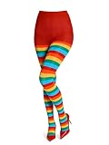 Moketiere Rainbow Tights for Women - Harlequin Clown Accessories Colorful Stripe Stockings for Halloween Christmas Costume Cosplay Parties