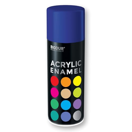 Biodur Universelle Acryl-Emaille Sprühlack 400 ml, Glänz RAL 5002 Ultramarinblau, Glänzend, Akrylemaille UV-beständig, Universell Einsetzbar für Innen- und Außenbereich, Schnelltrocknend Sprühdose