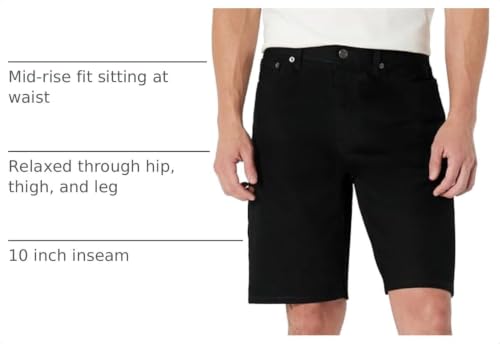 Amazon Essentials Men's Men's Rigid Relaxed-Fit Jean Shorts, Black, 34 by Amazon Essentials - Used condition - Image 4