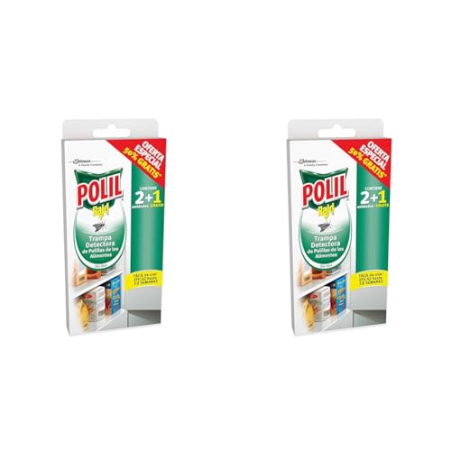 Polil® Trampa Detectora de polillas de los Alimentos, Sin Olor, Facil de Usar eficaz hasta 12 semanas, Contiene 2+1 trampas (Paquete de 2)