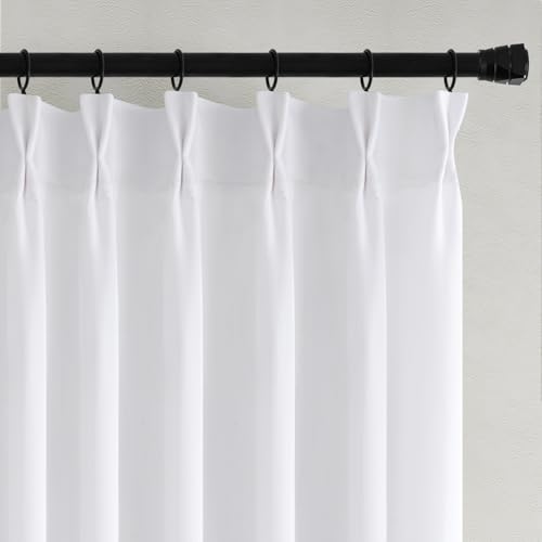 Memory Trained Pinch Pleated Curtains 108 Inches Long, Viral Linen Pinch Pleat Sheer Curtains with Ring Hooks&Clips for Track System Living Room, White Light Filtering Privacy Curtain 2 Panel Set by ANRODUO - Used condition - Image 6