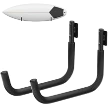 Wall-Mount Board Rack for Surfboards, Ski/Snowboards, Paddleboards, and Kayaks - Protective Anti-Scratch Padding, Black Storage Hook for Indoor Or Outdoor Use
