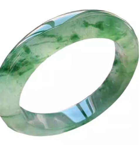 Bracelet en jade pour femmes | Bijou floral vert et blanc en jadéite de 54 mm