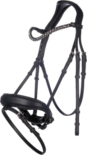 Bridon HKM Livigno noir cheval filet de filet de dressage et d'obstacle