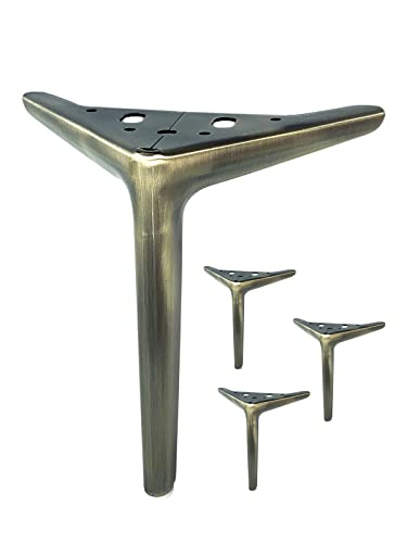 Kaupuar 7 Inch Antique Brass Furniture Legs For Cabinet Sofa Couch Table Chair Bed Support Set Of 4 Metal Mid Century Modern Legs Diy Replacement #TOP7