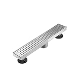 AVSIILE Linear Shower Floor Drain, Brushed Nickel 18 Inch 304 Stainless Steel Bathroom Drains Kit, Long Rectangular Shower Trench Drain with Square Pattern Drain Cover & Hair Catcher