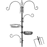Ashman Deluxe Bird Feeding Station (1 Pack) Bird Feeders for Outside - Multi Feeder Pole Stand Kit...