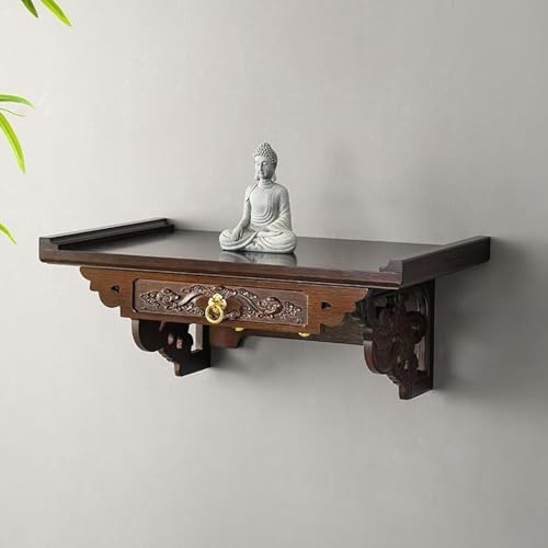 Wall-Mounted Small Altar Table for Meditation, Buddha Pedestal for Incense Offerings, Spiritual Rituals, Ideal Puja Table for Home & Buddhist Practices (80cm)