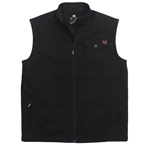 Men's Winston Vest, Wind Resistant Cotton-Performance Work Vest, Full-Zip, Quilted Interior Lining, Snap Front Pocket