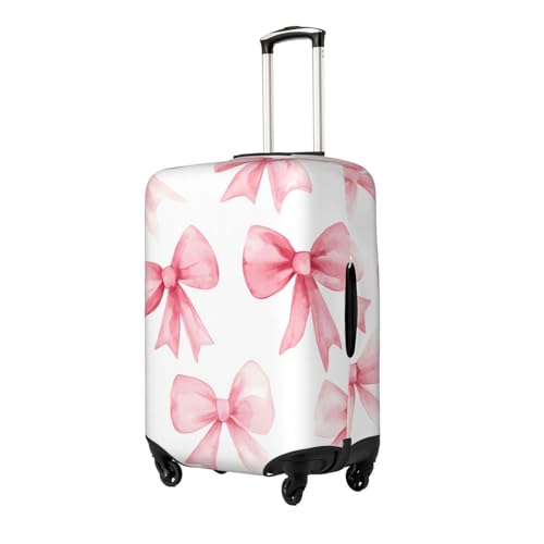 Pink Bow Elastic Travel Luggage Cover, Washable Spandex Suitcase Protector, Anti-Scratch Fits 18-32 Inch2