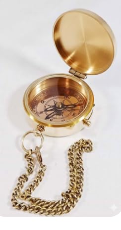Brújula de Bolsillo de Latón con Cadena Vintage Náutica Magnética para Viaje, Uso en Exteriores, Regalos y Decoración