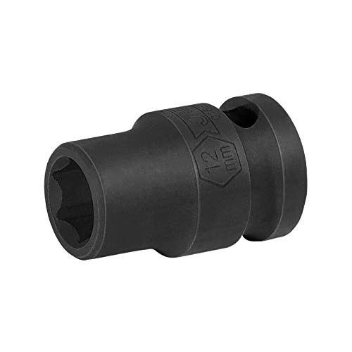 Image of JETECH 1 /2 Inch Drive 12mm Standard Impact Socket, Chrome Molybdenum Alloy Steel, 6-Point Design, Metric
