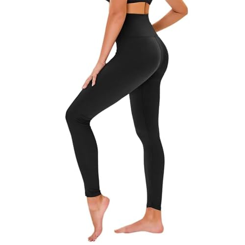 High Waisted Leggings for Women - No See Through Tummy Control Cycling Workout Yoga Pants with Pockets Reg & Plus Capri Small-Medium Navy Blue