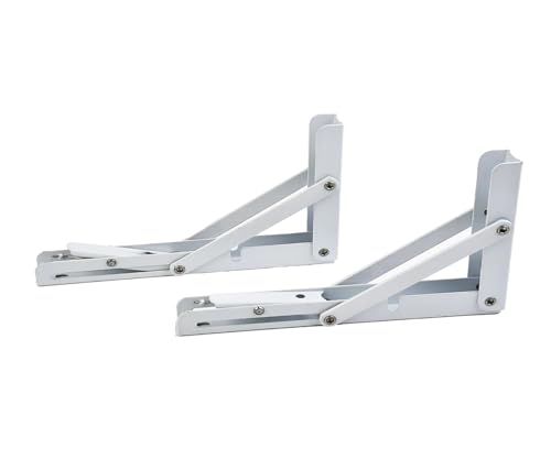 GLUN® Folding Shelf Brackets, 14 Inch White Colour Heavy Duty Metal Collapsible Shelf Bracket for Bench, Table, Shelf Hinge, & Wall Mounted, Space Saving Pack of 2 (B0CXJB1PWG) Amazon Price History, Amazon Price Tracker