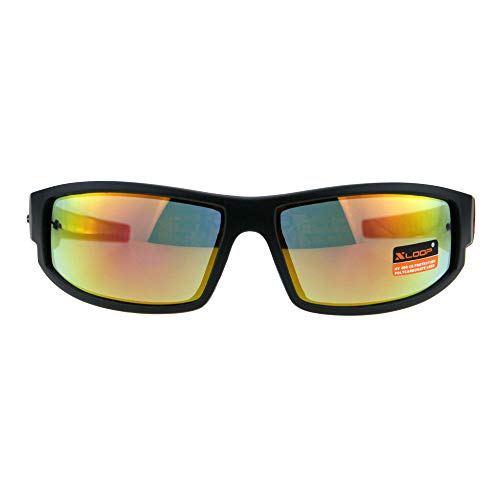 PASTL Xloop Mens Sunglasses Wrap Around Rectangular Biker Flame Design2