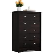 Furmax Tall Dresser for Bedroom, 5 Drawer Dresser, Chest of Drawers, Organizer Drawers, for Hallway Entryway Brown