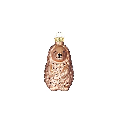 Christbaumschmuck Igel 6,5cm Glas Dekofigur zum Aufhängen Braun - Weihnachtsbaum Anhänger - Weihnachtsigel & Tiere - Handbemalter Weihnachtsbaumschmuck