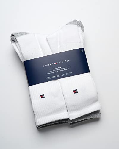 Tommy Hilfiger Men's Athletic Socks - Cushioned Crew Socks (10 Pack), Size 7-12, White Logo #TOP1