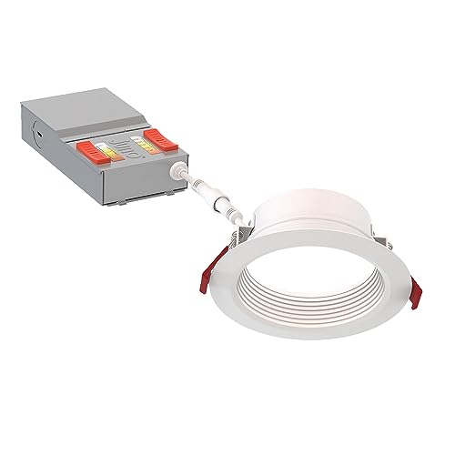 Image of Juno 4 inch Canless Wafer LED Light, 5-in-1 CCT, Deep Regressed Baffle Trim