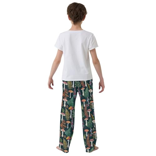 Mushroom and Leaf Boys Long Pants Soft Trousers Elastic Waist Kids Lounge Bottoms with Pockets S-XL3