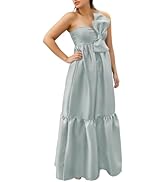 FEBUBETT Satin Bow Maternity Dress Sleeveless Pregnancy Dresses Baby Shower Photoshoot for Photog...